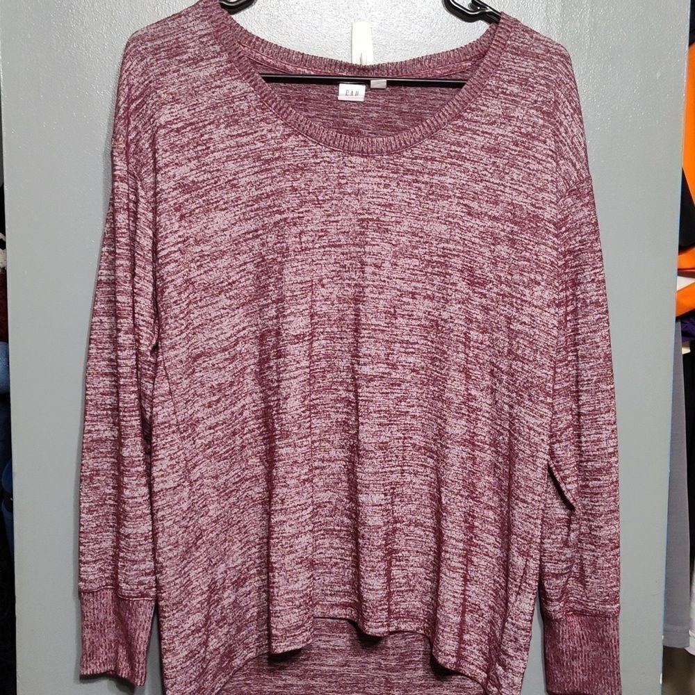 Gap Womens Sweater Top Size m Maroon Red Scoop Neck Long Sleeve Lightweight